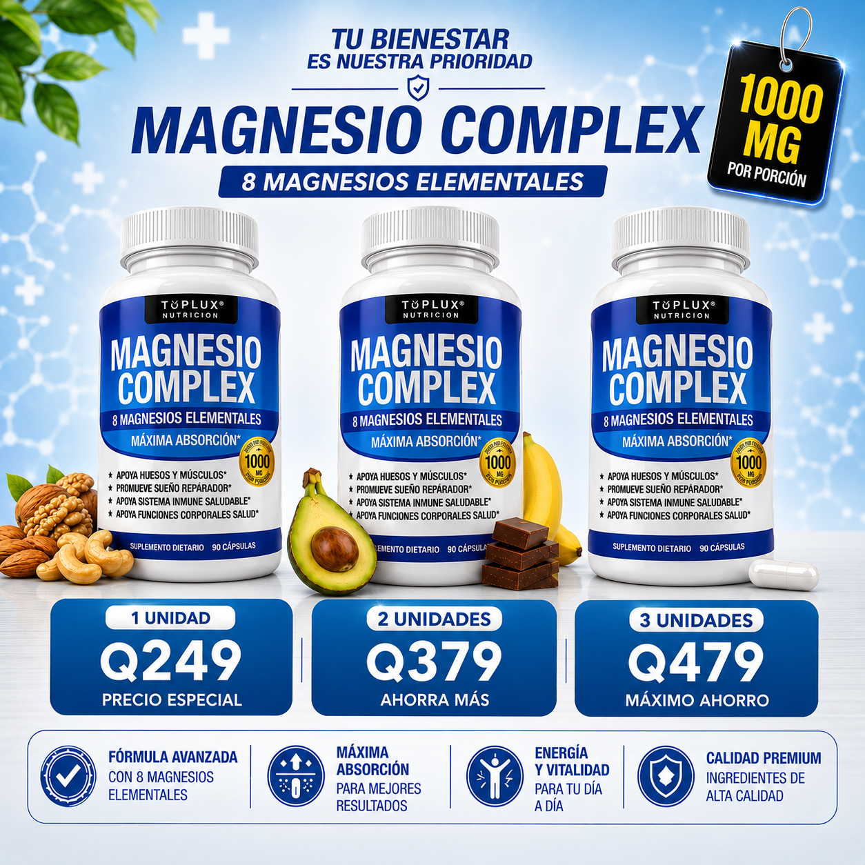 Magnesio Complex™ 8 en 1 - Equilibrio Corporal Completo 1000mg