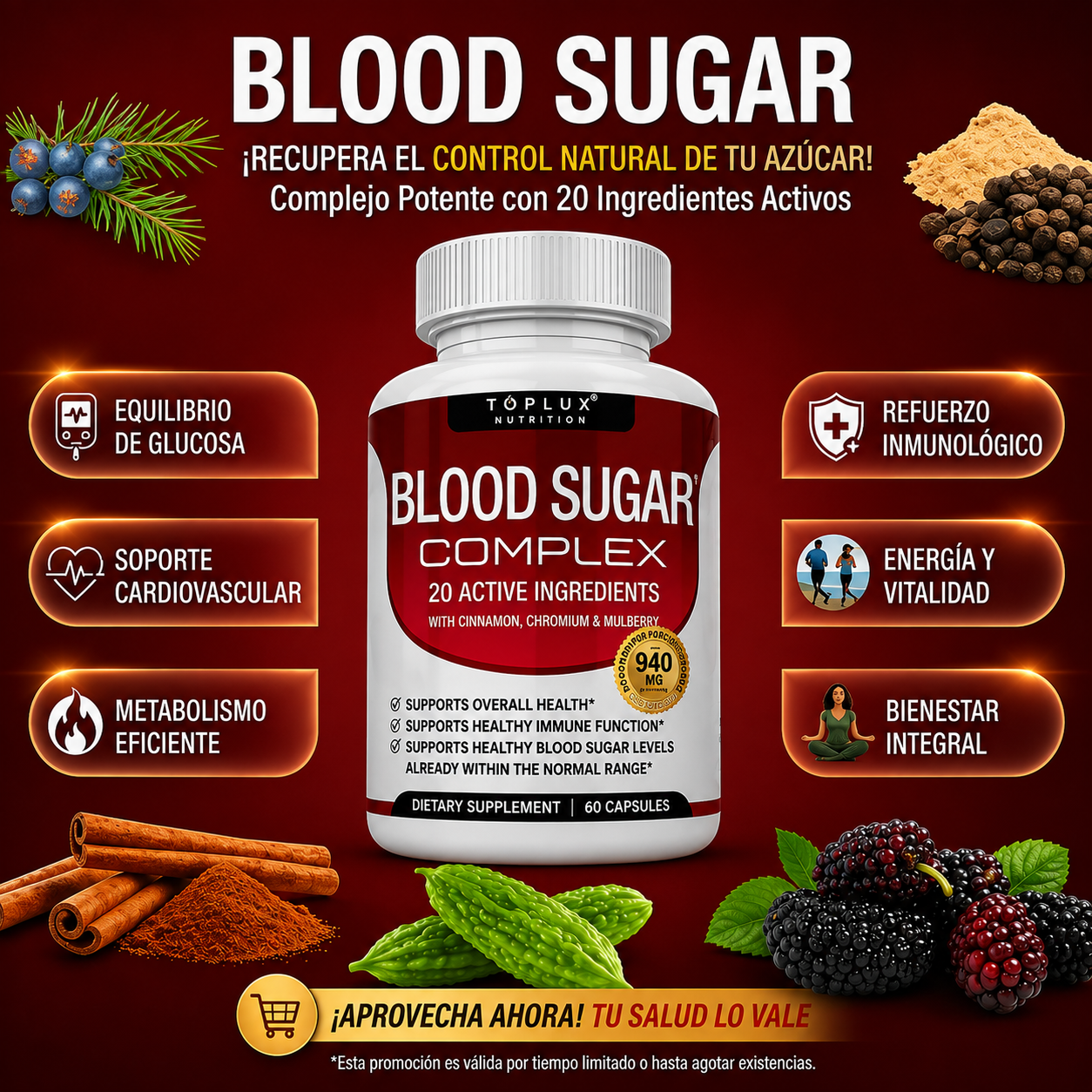 Blood Sugar™ - Suplemento para Apoyar Niveles Saludables de Glucosa