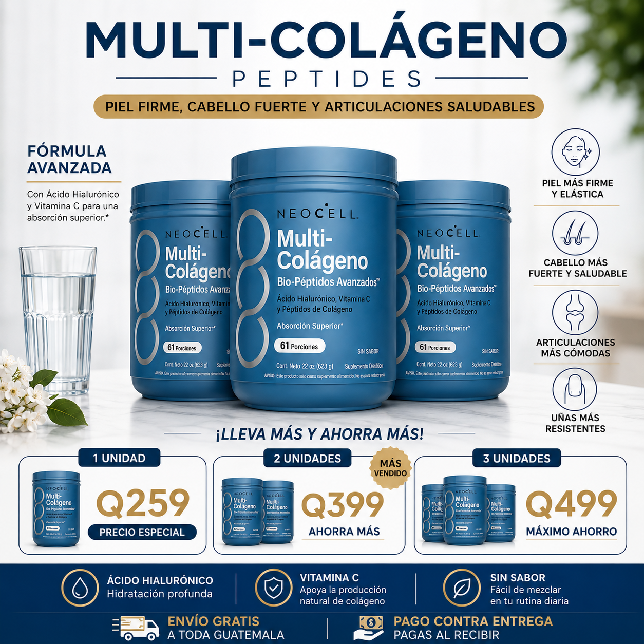 NeoCell Multi-Colageno Peptides | Piel Firme, Cabello Fuerte y Articulaciones