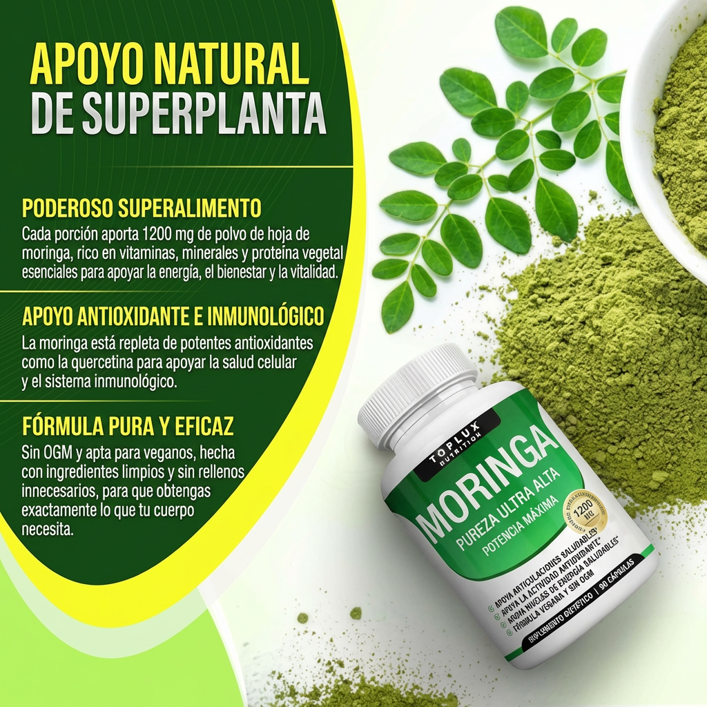 Moringa 1200mg | Energía, Vitalidad y Apoyo Inmunológico