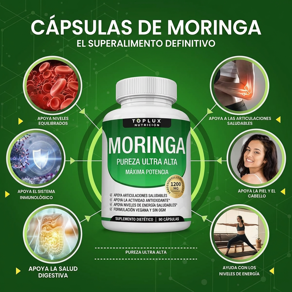 Moringa 1200mg | Energía, Vitalidad y Apoyo Inmunológico